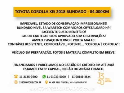 Corolla Preto 2018 - Toyota - São Paulo cód.39640